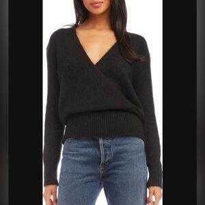 Fifteen Twenty Charcoal Knit Surplice Sweater